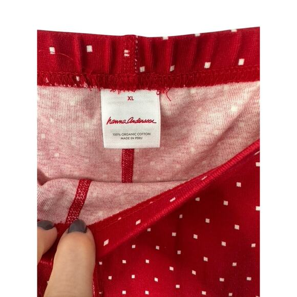 Hanna Andersson Red & White Snowflake Print Pajama Pants Size XL - Picture 2 of 5